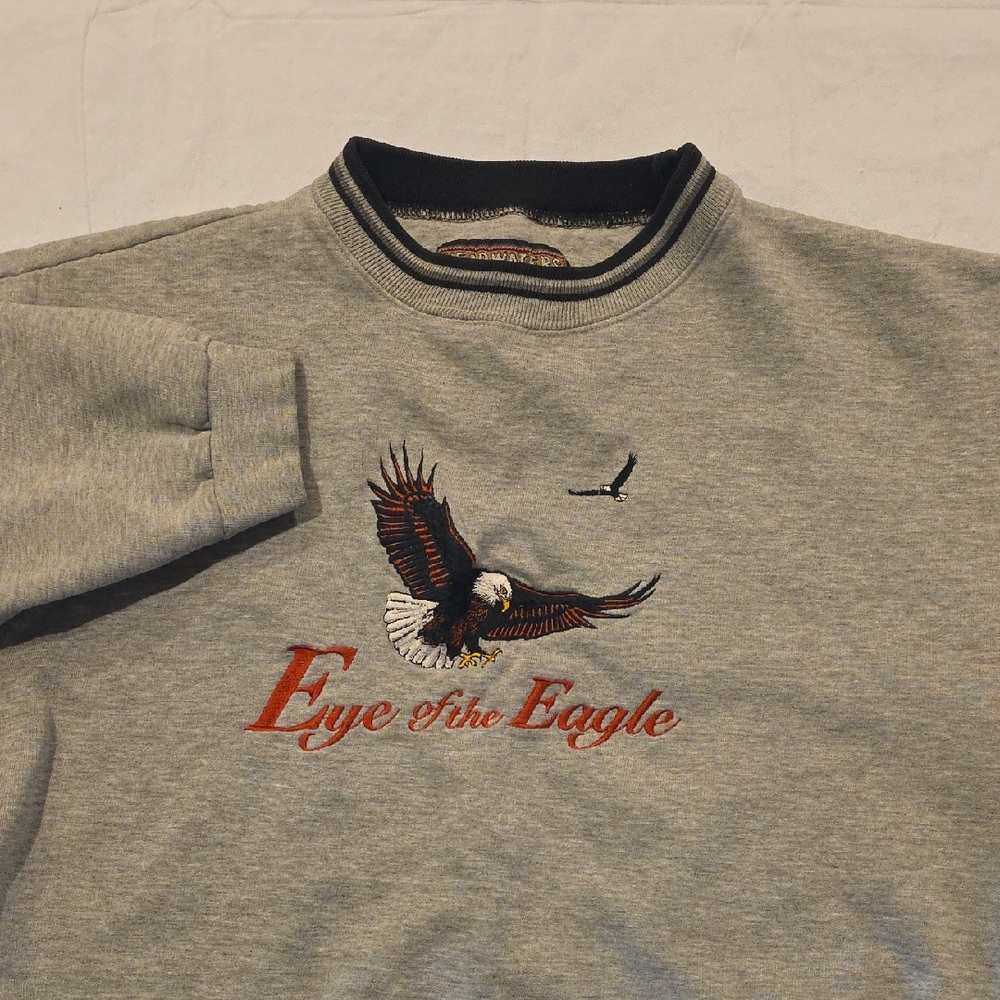 Headwaters Men's VTG Gray Eye of the Eagle Embroidered Crewneck Sweatshirt XXL‎